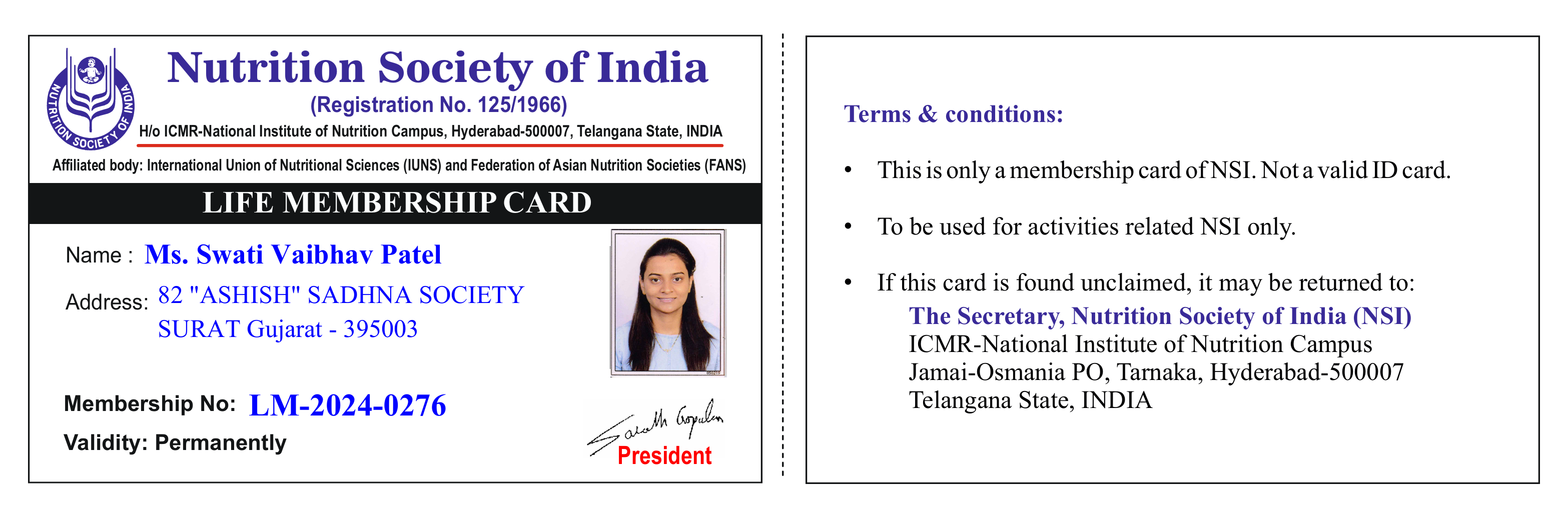 NSI Life Membership