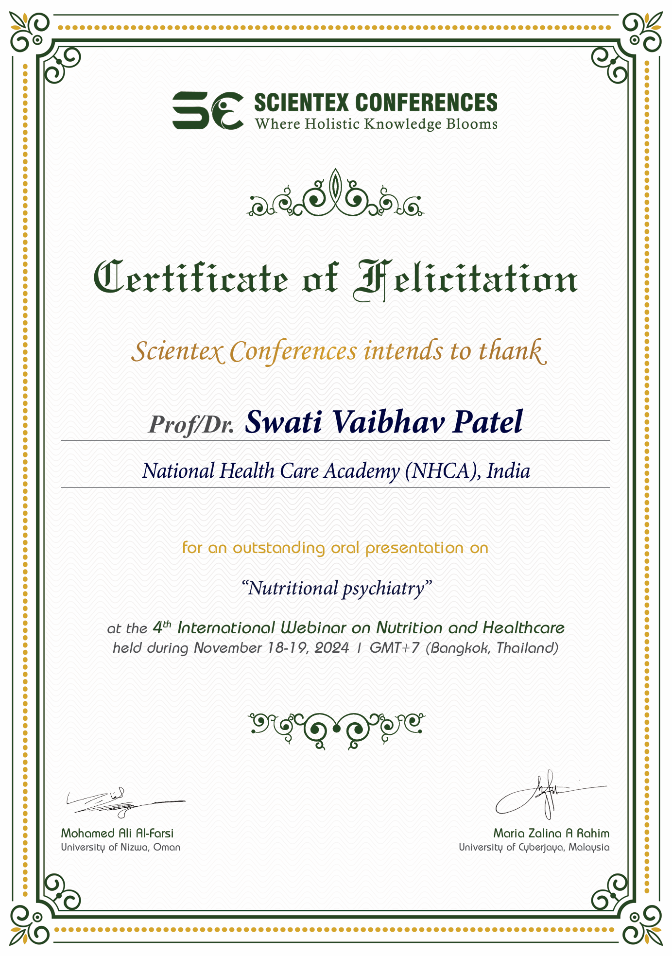 NHCA Nutrition Certification